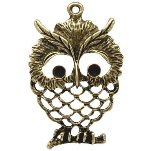 Lovely 5 Bronze Tone Owl Charm Pendants 6x4cm (B12351)