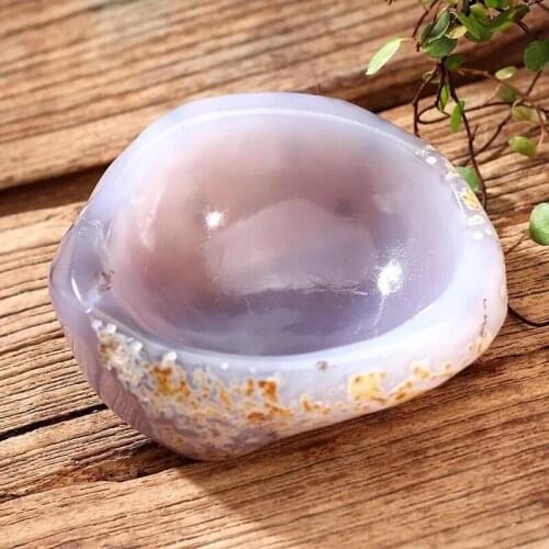 80-100mm Natural Gray Agate Bowl Jewelry Box With Smoking Pipe Ashtray Crystal Stone Healing Home Decor
