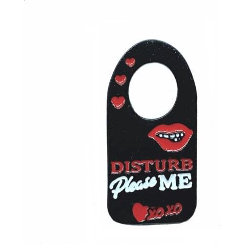 Temptation Red Lips Black Metal Enamel Brooch Disturb please me Signage Badge Pin Charm Trendy Costume Backpack Jewelry Gift