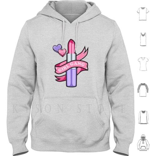 Girl Gang Hoodie Long Sleeve Pink Girl Gang Girly Heart Candy Candy Heart Sweet Heart Cute Kawaii Goth Pastel Goth