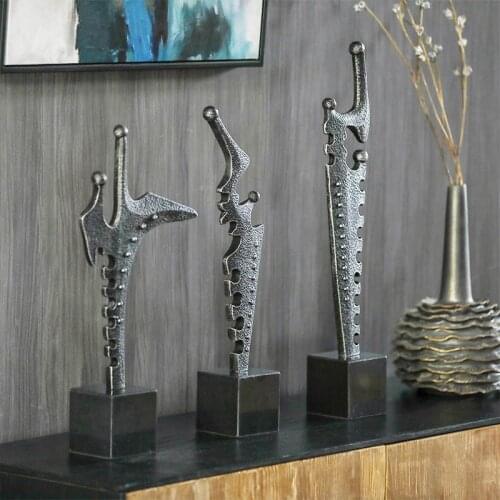 Creative Abstract Metal Crafts Marble Arts Sculpture Decor Home Decor Accessories Modern Gift Home Layout Decoration Accessories