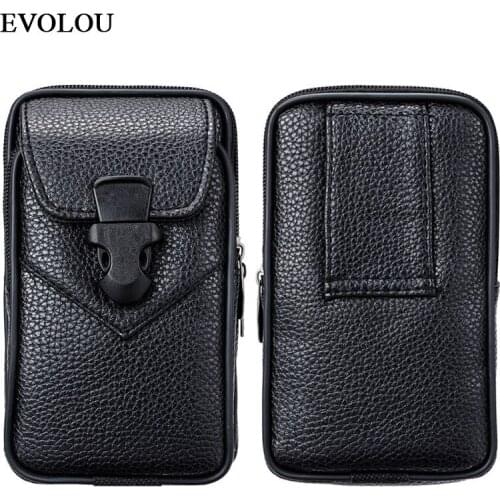 Universal Phone Pouch for iphone 12 Pro Max 11 XR Xs Max 6s 7 8 Plus SE 2020 5S Leather Case Belt Clip Holster Waist Bag