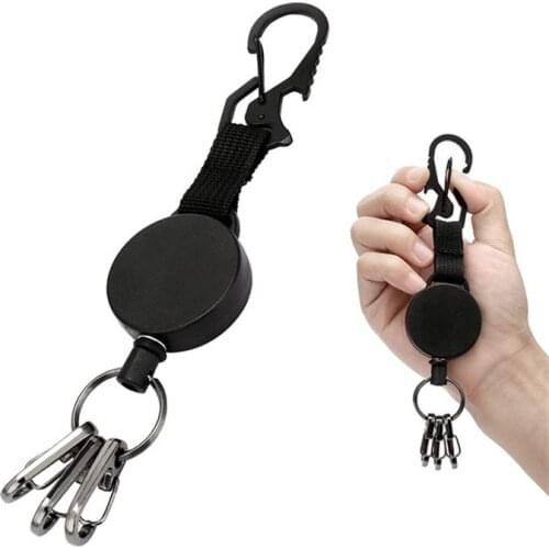 Retractable Keychain Key Ring ID Badge Holder Metal with Steel Wire Multitool Carabiner Clip Name Tag Card Holders Stationery