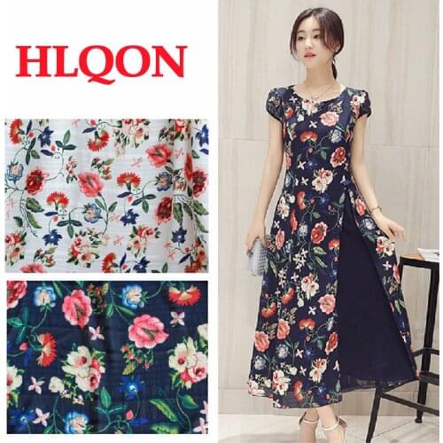 High quality polyester stretch soft Korea style flowers fabric for patchwork felt sewing DIY dress women clothing by 100x150cm