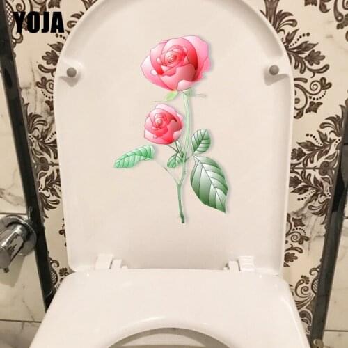 YOJA 14.1*22.8CM A Bright Rose Modern Art Living Room Wall Sticker Home WC Toilet Seat Decor T1-0642