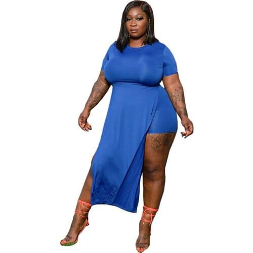 2021 Summer Women Two Piece Set Cotton O Neck Short Sleeve T-shirt Long Knee Length Shorts Bottoms Casual Soft Plus Size Outfit