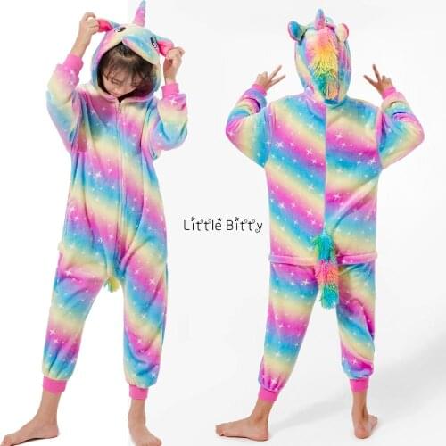 Girls Winter Clothes Children Unicorn Pajama Boys Jumpsuit Pajamas Children Pijamas Infantil Unicorn Overalls
