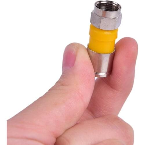 10pcs Yellow RG6 F Type Compression 2.8cm Quality Snap Seal Plug Connector