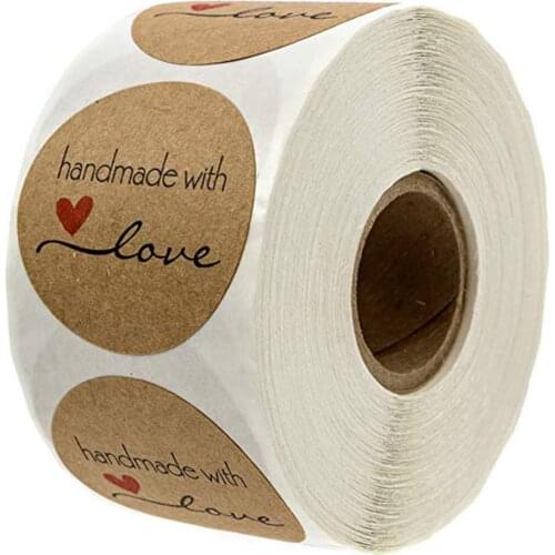100-500pcs Kraft Paper Homemade With Love Stickers Scrapbooking For Envelope And Package Handmade Seal Labels Sticker Stationery