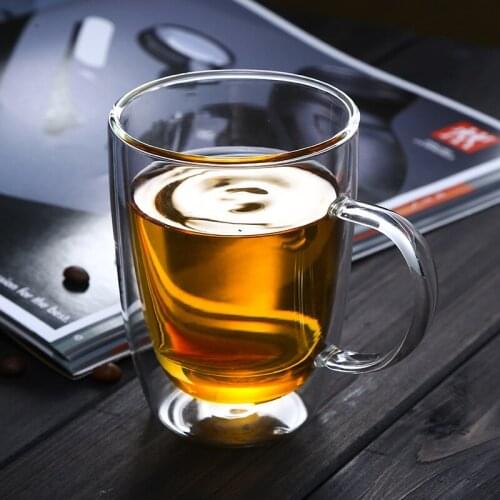 280ml Heat Resistant Double Wall Glass Cup Transparent Beer Coffee Water Cups Drink Whiskey Cocktail Vodka Wine Mug Drinkware