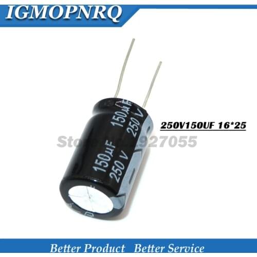 5PCS 250V150UF 16*25 150UF250V 16X25 250v 150uf 16*25 Electro Electrolytic capacitor new free shipping