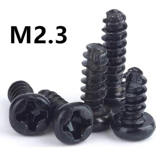 500pcs/lot M2.3x4/5/6/8mm GB13806.2 A type PT Carbon steel black cross round head flat tail self-tapping screw