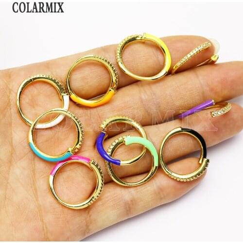 8 piece High quality Open Enamel colorful zirconia rings Fashion jewelry rings Gift for women jewelry Gift