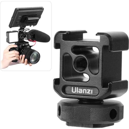 Ulanzi PT-12 Triple Cold Shoe 1/4'' Screw Adapter Extend Expansion MIC Fill Bracket Three Heads for LED Fill Light Microphone