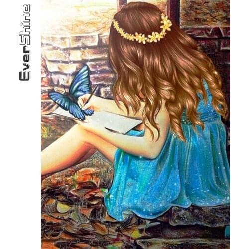 Evershine Diamond Painting Girl Portrait New Arrival Diamond Embroidery Butterfly Cross Stitch 5D DIY Mosaic Wall Decor