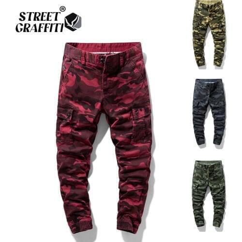 2021 New Spring Mens Cotton Cargo Pants Clothing Autumn Casual Fashion Elastic Waist Quality Camouflage Tipo Cargo Pants Men