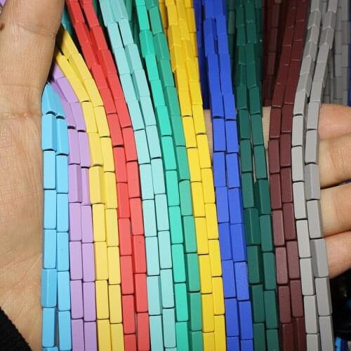 3~13mm Natural Stone Hematite Loose Beads Candy Colors Matte Cuboid for Jewelry Making DIY Necklace Bracelet Accessories 15