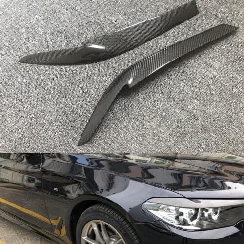 Carbon Fiber Headlight Cover Eyebrows Eyelids for BMW G30 G31 G38 5 Series 2016-2020