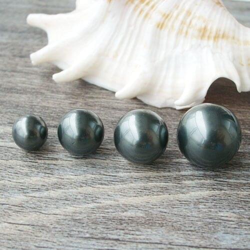 Black Round Sea Shell Mother-of-pearl Loose Beads Half-drilled for Jewelry Diy Making
