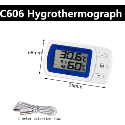 Digital Hygrometer Thermo Mini Convenient Refrigerator Thermometer Hygrometer Large LCD Display Magnet Hook With Probe C606