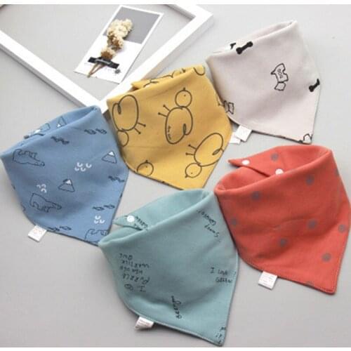 Baby Bibs Triangle Double Cotton Bibs 5 pieces/lot Cartoon Print Saliva Towel Baby Boys Girls Feeding Apron Cotton Bandana Bibs