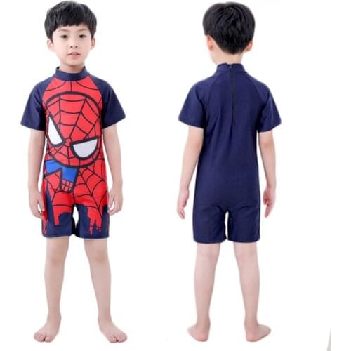 Cartoon Childrens Swimsuit Cute Boy Swimming Jumpsuit Disney Anime Figure Spiderman Avengers Ironman Captain America Clothing