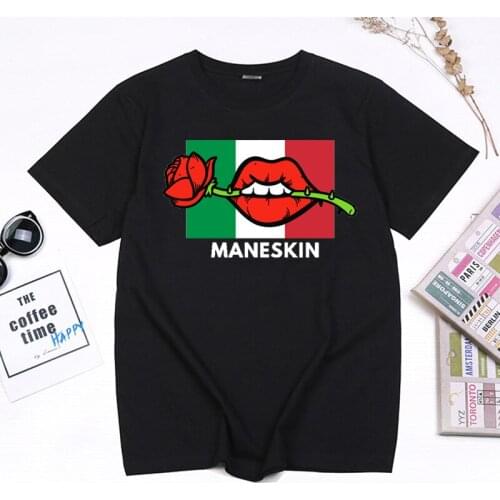 Maneskin T Shirt Women Rock Gesture Graphic Tops Summer Fashion Casual Unisex T-Shirts Harajuku Streetwear Hip Hop Tshirt