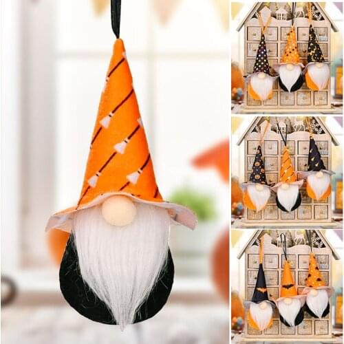 Hot Halloween Gnomes Plush Doll Faceless Toy Elf Dwarf with Hanging Lanyard Home Halloween Party Desktop Decorations Figurines