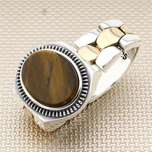 925 Sterling Silver Ring With Stone 4 Color Option For Men Zircon Gemstone Rings - Real Pure Silver - Handmade - Turkish Jewelry