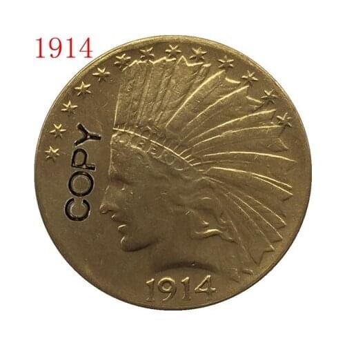24- K gold plated 1914 Indian head $10 gold coin COPY