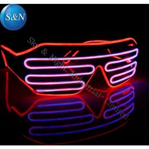 Red+Pink ) Mix color EL shutter glasses Fashion Glasses+Sound Inverter + Free Shipping
