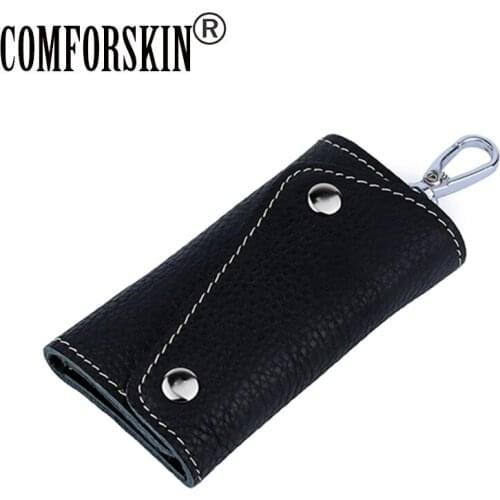 COMFORSKIN Genuine Leather Unisex Multinational Key Housekeeper Fashion Key Holders Brand New Arrivals Multi-function Key Cases