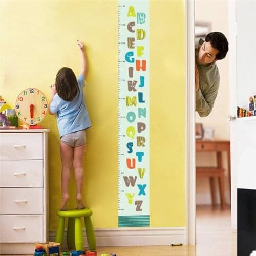 English Alphabet Growth Chart Rule Wall Stickers For Bedroom Decoration Kids Bedroom Mural Art Diy Home Decal Pvc Poster