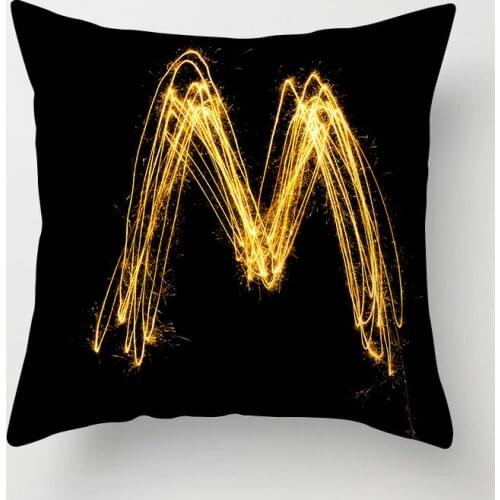 26 Alphabet Initials Cushion Covers Golden English Letters HOME LOVE Cushion Cover Pillow Case Bedroom Sofa Decoration
