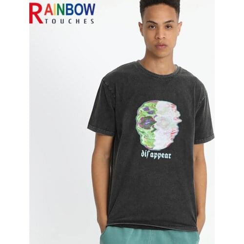 Rainbowtouches 2021 New Short-Sleeve T-Shirt Unisex High Street Skull Printing Loose Casual T-shirts Punk Hip Hop Fashion