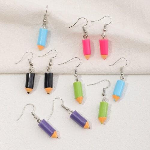 New Creative Design Funny Pencil Earrings for Women Teacher Gift Girl Jewelry Kids Children Crayon Earrings Unique Jewelry