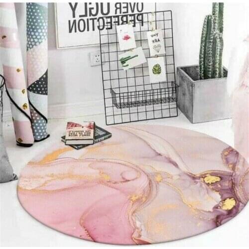 New Nordic Cute Girl Round Carpet Living Room Bedroom Carpet Safety Non-slip Bedside Carpet Home Room Decoration Products