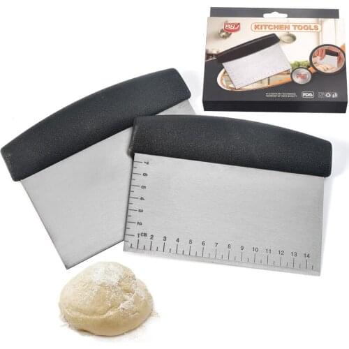 Stainless Steel Dough Baking Cutter With Scale Flour Bread Scraper Kitchen Baking Appliance