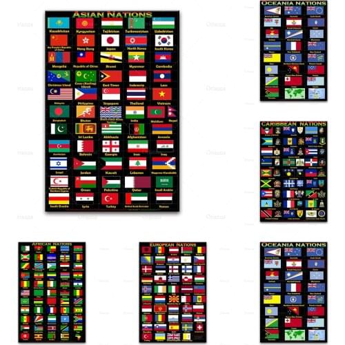 World Nation Flag Posters, African Nations Flags Poster,Caribbean Nation Flag Posters,Asian,European Hd Prints Canvas Painting