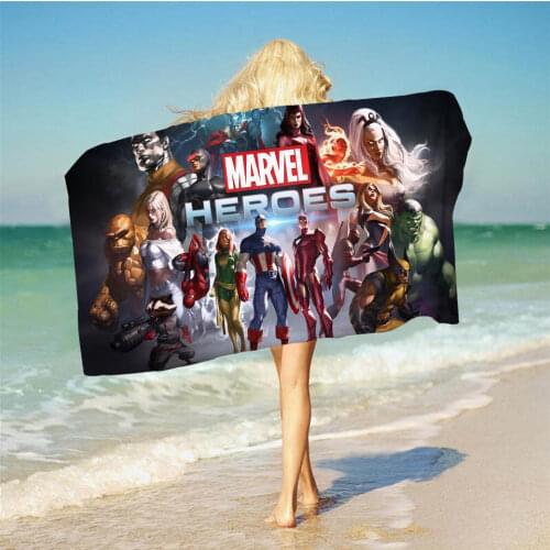 Marvel Beach Towel Polyester Fiber Disney Avengers Beach Towel Captain America Hulk Iron Man Spiderman Bath Towels for Bathroom