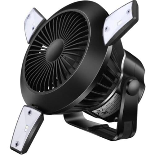 Camping Fan with LED Lights Hanging Hook Rechargeable Battery Operated USB Desk Fan for Camping Tent