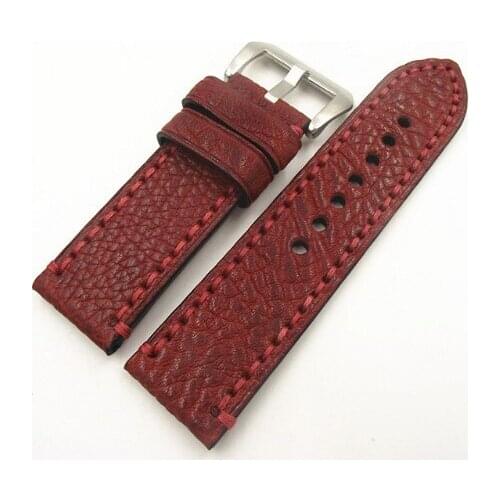 1PCS 20MM 22MM 24MM 26MM genuine leather Cow leather Watch band Litchi grain watch strap man watch straps -WB171202