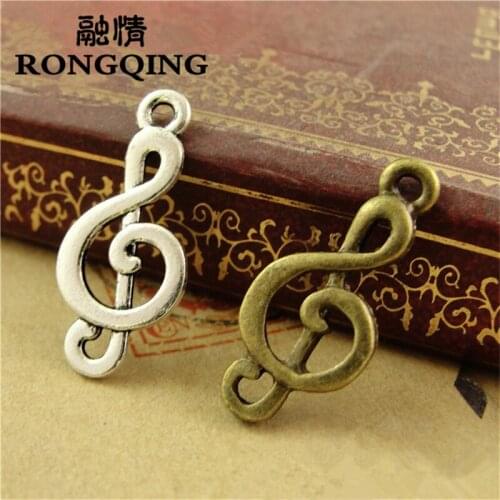 RONGQING 10*23MM 100pcs/lot Music character Pendants Necklaces Handmade Fashion Jewelry Charms DIY