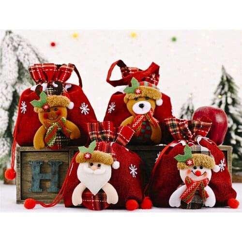 Christmas Gifts Santa Claus Christmas Candy Bag Wine Stocking Bottle Gift Xmas Ornaments Decor Christmas Bags Navidad новый год