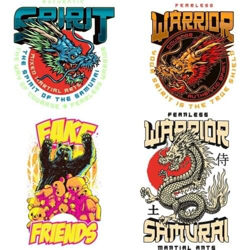 Chinese Style Dragon Heat Transfer Fashion Iron On Patches For Clothes DIY T-Shirt Clothing Decoration Printing Decal
