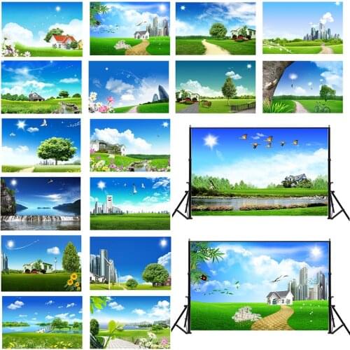 Sunny Blue Sky Vinyl Cloth Photography Backgrounds Portrait Photographic Backdrops Photo Studio Photobooth Camera Photo