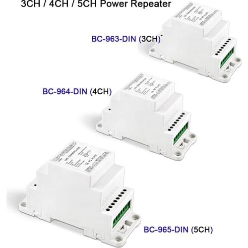 High frequency DIN Rail Power Repeater DC5V 12V 24V 3CH/4CH/5CH LED Strip Light Amplifier RGB/RGBW/RGBCW lamp tape controller