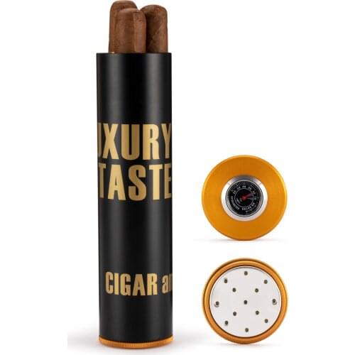 XIFEI Travel Humidor Cigar Box W/Humidifier Hygrometer Non-Slip Jar Portable Luxury Metal Cigars Case 3-5 Capacity Custom Gift