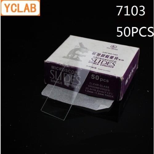 YCLAB 50PCS 7103 Microscope Slides Single Concave Clear Glass Ground Edges Medical Laboratory Equipment