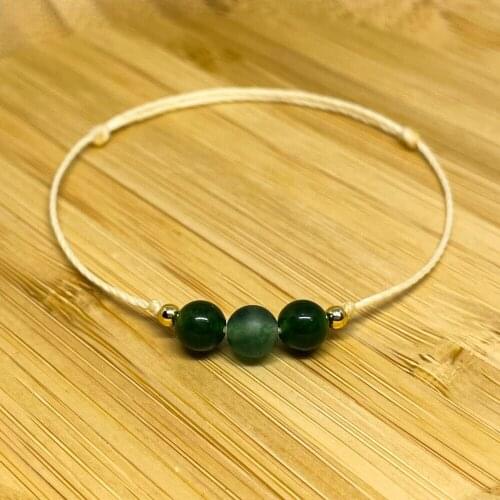 Dark Green Beads Bracelets Women Accessories Handmade Wax Cord Thread Jewelry Agate Natural Stones Decoration Gift Friends